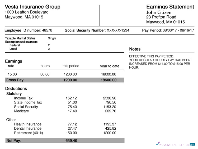 Download USA ALABAMA Vesta Insurance Group earning statement in Word and PDF formats Photoshop template
